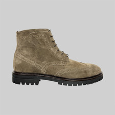 Stivaletti Derby Inglese Invernale Uomo Scamosciato Tortora Scarpe Made in italy