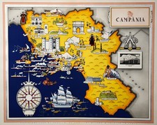 CAMPANIA IMAGO ITALIAE NICOULINE DE AGOSTINI 1939 CARTA GEOGRAFICA NAPOLI C3