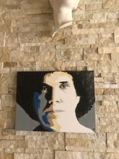 Quadro Dipinto a mano su tela ''LUCIO BATTISTI '' firmato e autenticato 40X30 CM