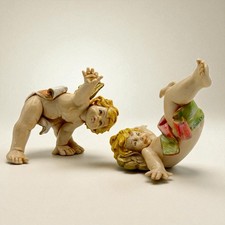 Coppia di Cherubini Angeli Sculture Fontanini 1988 Vintage Putti da collezione 