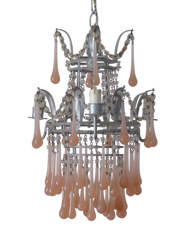 Lampadario antico rosa pesca - lampadario,