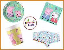  KIT ADDOBBI FESTA COMPLEANNO PEPPA PIG X8X16X24X32X40 PERSONE  PIATTI BICCHIER