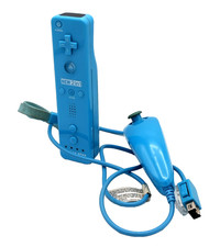 Telecomando 2 in 1 Wii Motion Plus Remote e Nunchuk usato azzurro - Compatibili