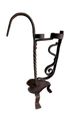 ANTICO CANDELIERE iN FERRO BATTUTO  E FORGIATO XVIII Secolo