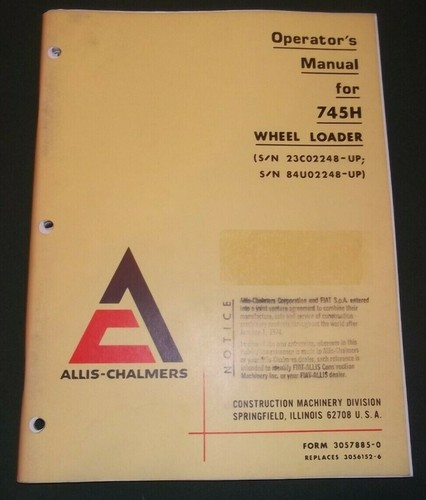 Fiat allis 745h - 745h, manuale