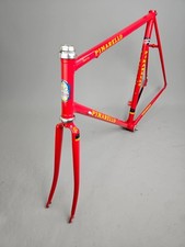 Set telaio Pinarello Treviso rosso giallo 90s frame Campagnolo vintage steel 130 mm