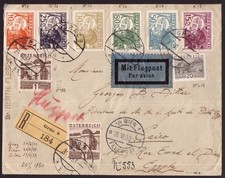 Austria, 1933 Copertina posta aerea raccomandata multifrancata per l'Egitto -HD90