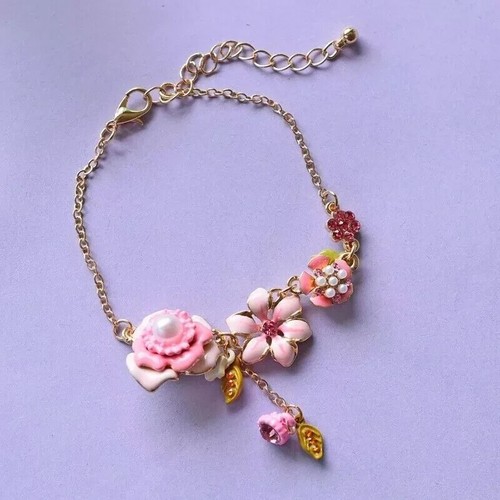 Bracciale oro smaltato fiori