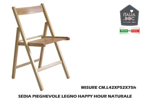 Sedia pieghevole legno happy - sedia,