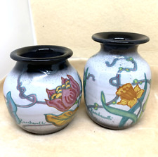 ITALICA ARS RARA COPPIA VASETTI CERAMICA  ANNI  90 FIRMATI ZACCHERELLI  (MUSEO)