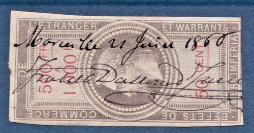 Timbre france fiscal - timbre, 1868