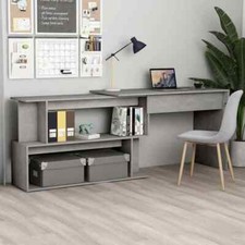vidaXL Scrivania Angolo Grigio Cemento 200x50x76 cm Legno Multistrato