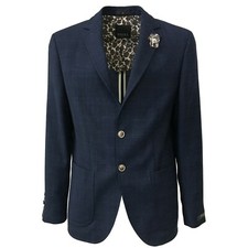 Giacca uomo blu lana lino - e,