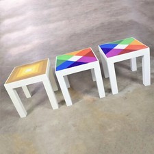 Trio di mod pop art plastica stile parsons tavolini quadrati stile Kartell 
