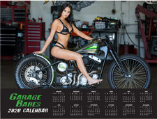 CALENDARIO DA PARETE 2026 GARAGE BABES 16 mesi Hot Dream Girls Hot Rods / Moto