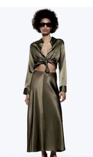 Abito ZARA effetto raso verde