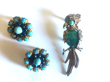 Orecchini e Spilla con turchese vintage antichi