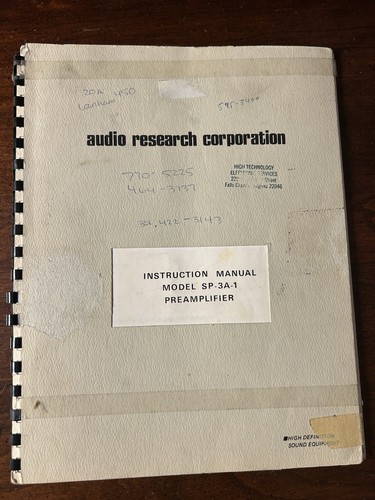 Audio research model 1 - audio, sp-3a-1