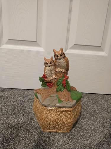 Vtg pair owls perched - pair, of