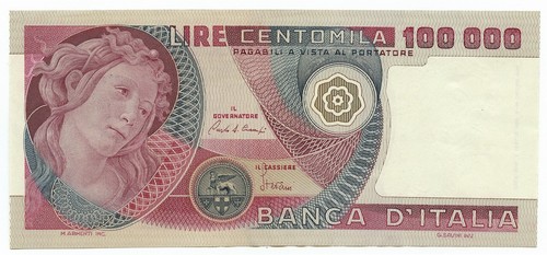100000 lire banca italia - 100000, d'italia
