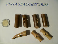 MERCERIA LOTTO 7 BOTTONI BUTTONS DA COLLEZIONE VINTAGE LEGNO  ANNI 80 