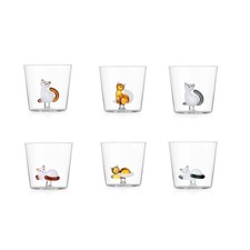 ICHENDORF Tabby Cat Gatti Set 6 Pezzi Tumbler Bicchieri 8,5cm 350ml Vetro Borosi