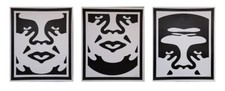 trittico 3litografia offset +11adesivi Shepard Fairey serie OBEY,ANDRE THE GIANT