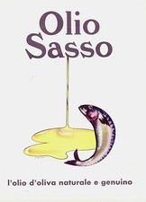 PUBBLICITA 1958 OLIO D'OLIVA SASSO  DESIGN ARMANDO TESTA CUCINA CHEF ARREDO BAR