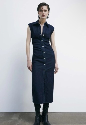 Abito donna midi blu zara - abito,