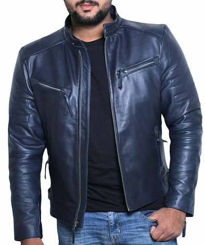 Giacca motociclista uomo blu - giacca,