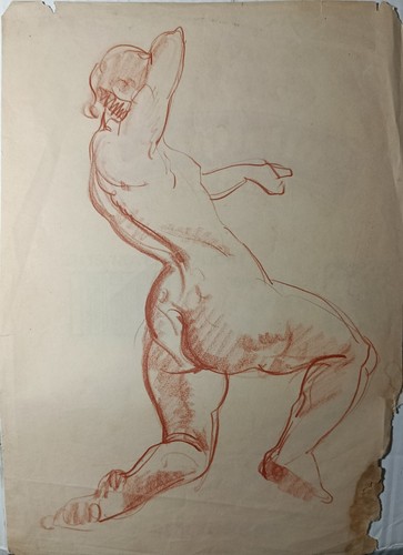 Disegno epoca nudo maschile - disegno,