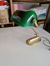 Lampada ministeriale vintage in ottone e vetro verde, anni '50