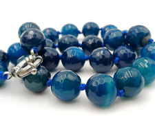 AGATA BLU - COLLANA GIROCOLLO PERLE NATURALI MULTISFACETTATE