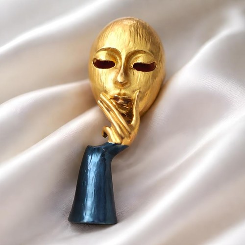 Spilla viso oro surrealista - ,