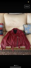 ZARA GIACCA BIKER ECOPELLE ROSSO SCURO