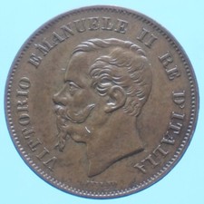 VITTORIO EMANUELE II 5 CENTESIMI 1861 BOLOGNA RAME COPPER qFDC COLPO AL ROVESCIO