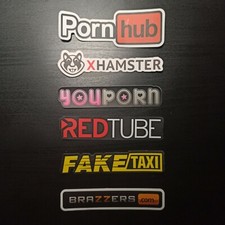 ADESIVI STICKERS SET 6 PEZZI WEBSITE XXX PORNHUB YOUPORN DECORAZIONI COLLEZIONE