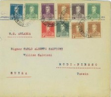 P0403 - ARGENTINA - STORIA POSTALE - SAN MARTIN 7 colori COPERTINA per SVIZZERA