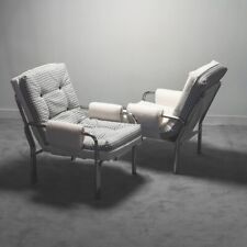 COPPIA POLTRONE TUBOLARE TESSUTO DOUBLE FACE DESIGN ANNI 70 VINTAGE MODERNARIATO