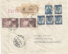 Raccomandata Espresso Roma 15.8.1950 Democratica L.5x5+50x2 Repubblica S. Marino