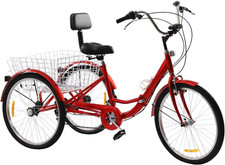 Triciclo Pieghevole Da 24 Pollici, per Adulti, 3 Ruote, 7 Marce, per Adulti, Tri