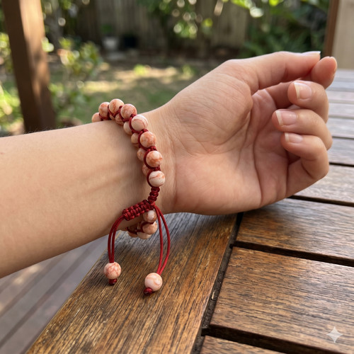Bracciale filo macramè rosso