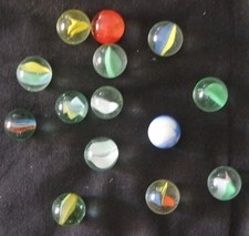 14 biglie di vetro Ø 15 mm, anni 60 70 80