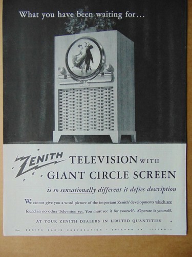 1949 zenith televisione con - zenith,