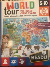 Gioco Montessori Headu Puzzle Gigante World Tour per bambini 5-10 anni