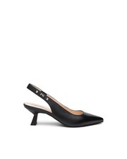 Black Leather Slingback Heels