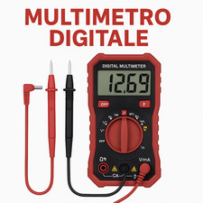 Multimetro Digitale Tester Professionale Tascabile con Cavi Puntali Display LCD