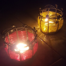 2 CESTELLI PORTACANDELE CANDELINE DECORAZIONI LUCI CASA ORNAMENTO VINTAGE ETNICO