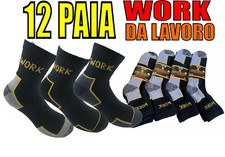 12 PAIA CALZE CALZINI UOMO corti LAVORO trekking RINFORZATI  spugna cotone work