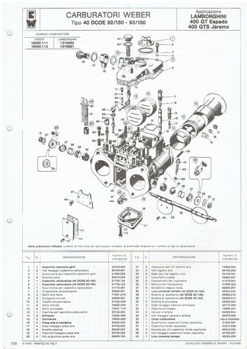 Lista ricambi carb lamborghini - carb,
